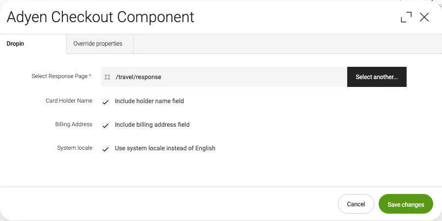 checkout component config