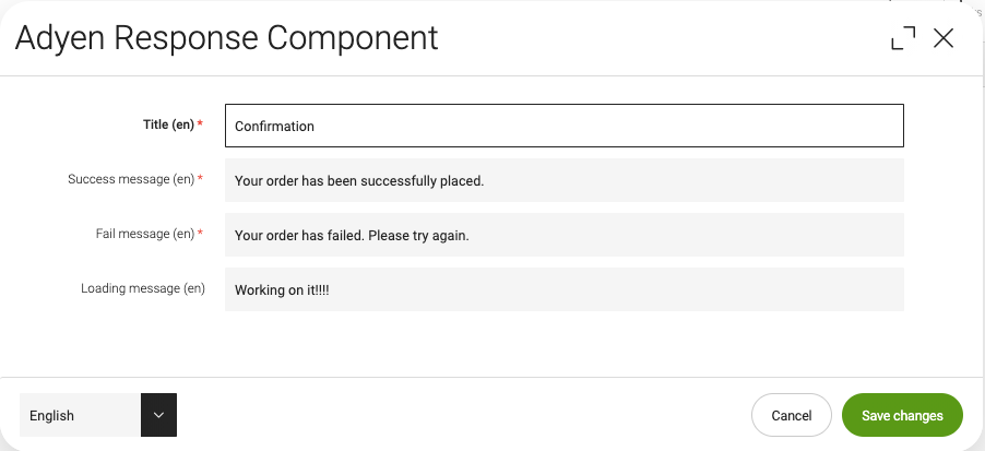 result component config