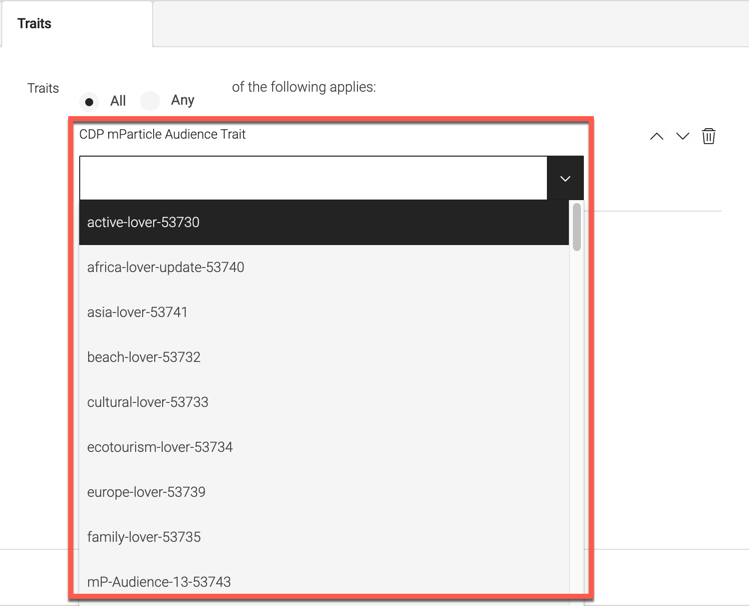 mparticle audiences trailt items