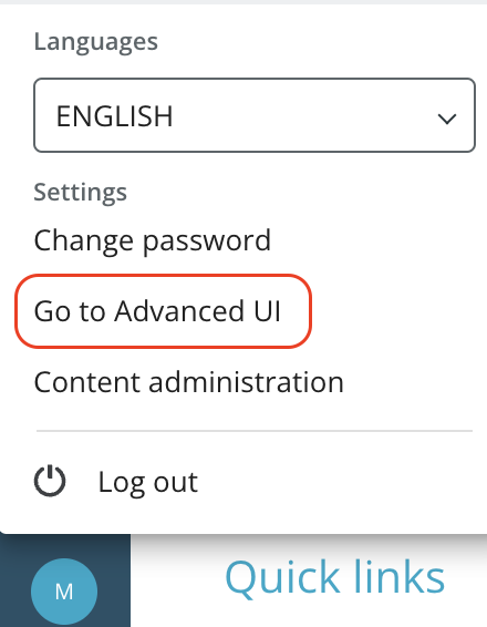 go to advanced ui