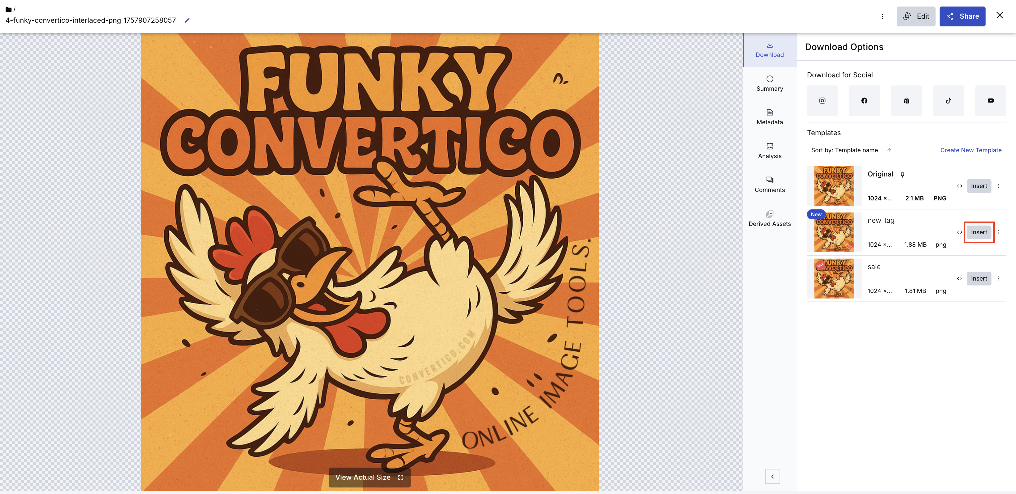cloudinary select image variation