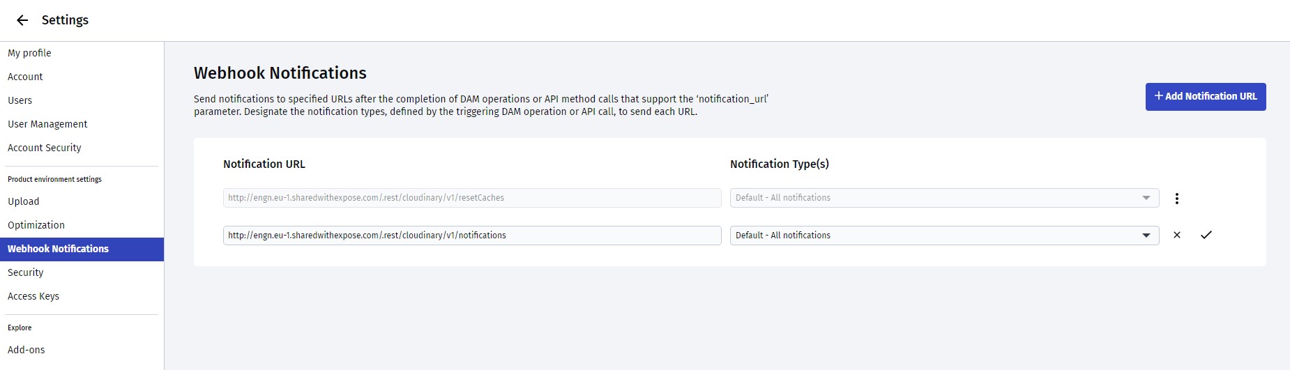 cloudinary webhooks