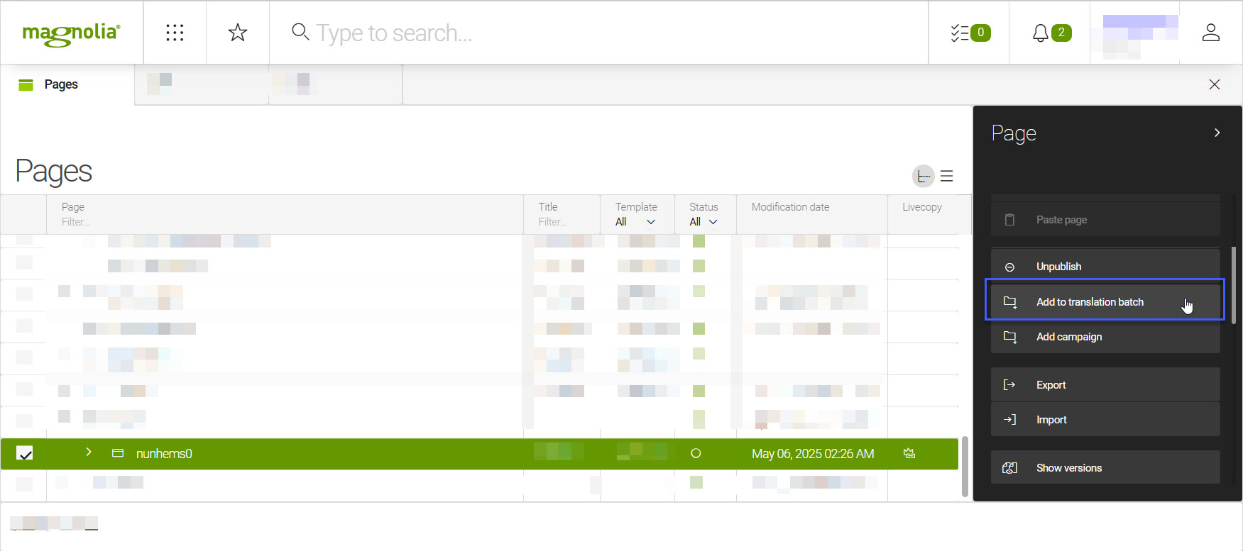 add to translation batch
