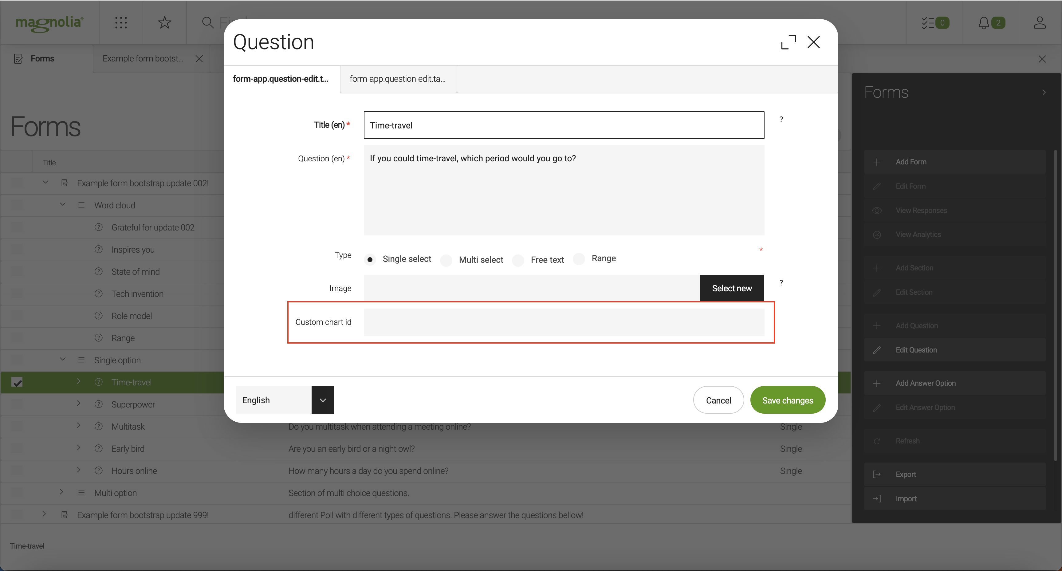 custom chart id field