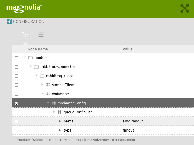 rabbitMQ exchange config