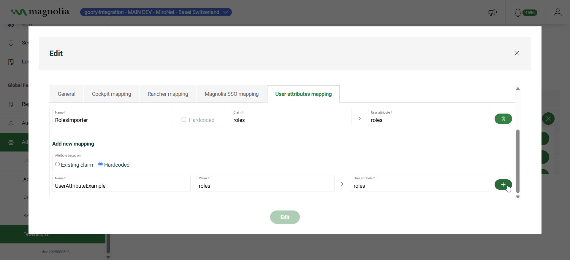 user attribute mapping