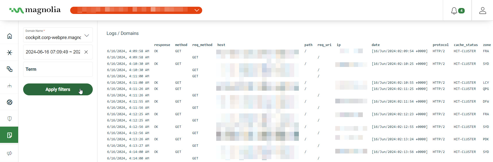 domain logs