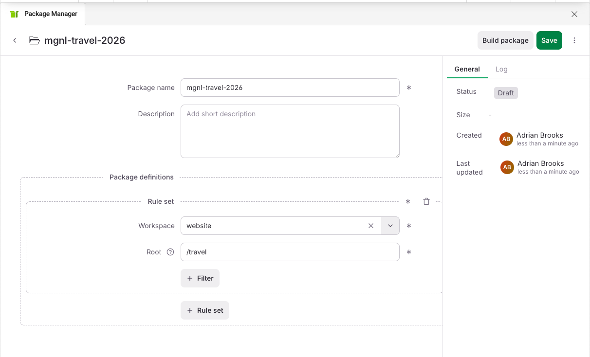 Package Manager - Build Package