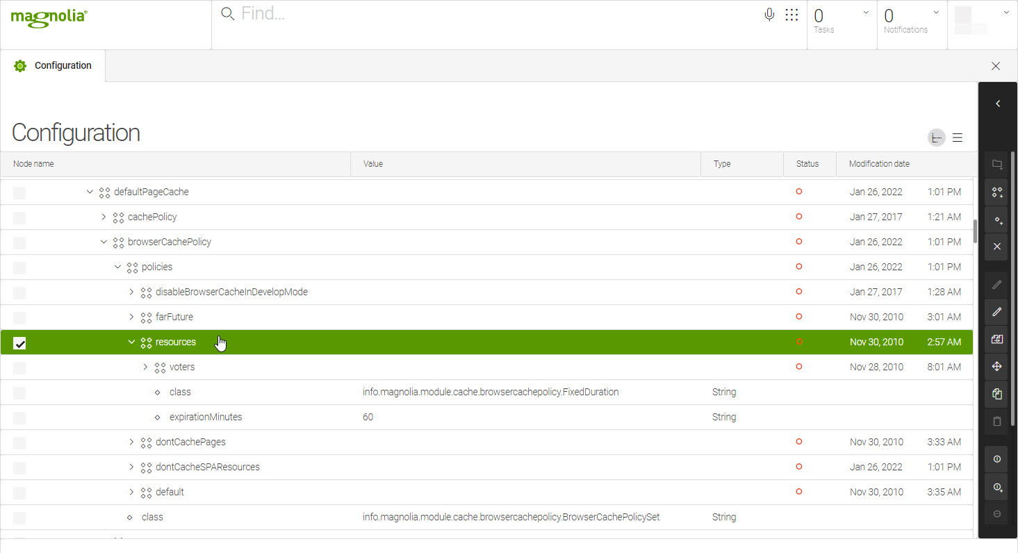 configure cache resources