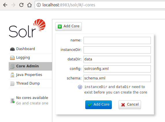 Admin dashboard add core dialog