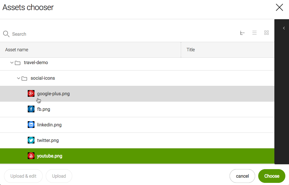 Asset chooser