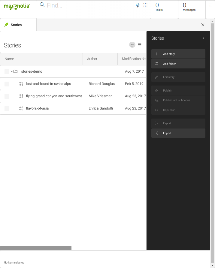 Stories app UI