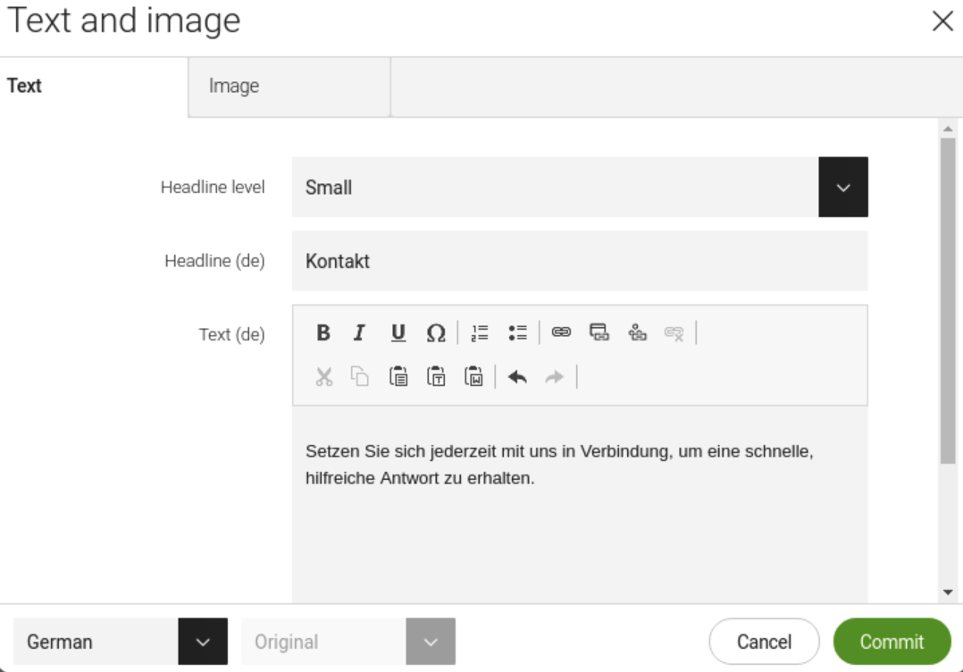 Text and image dialog