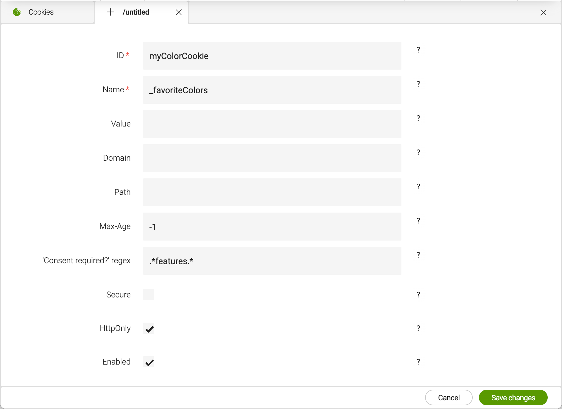 Configuring a server-side set cookie