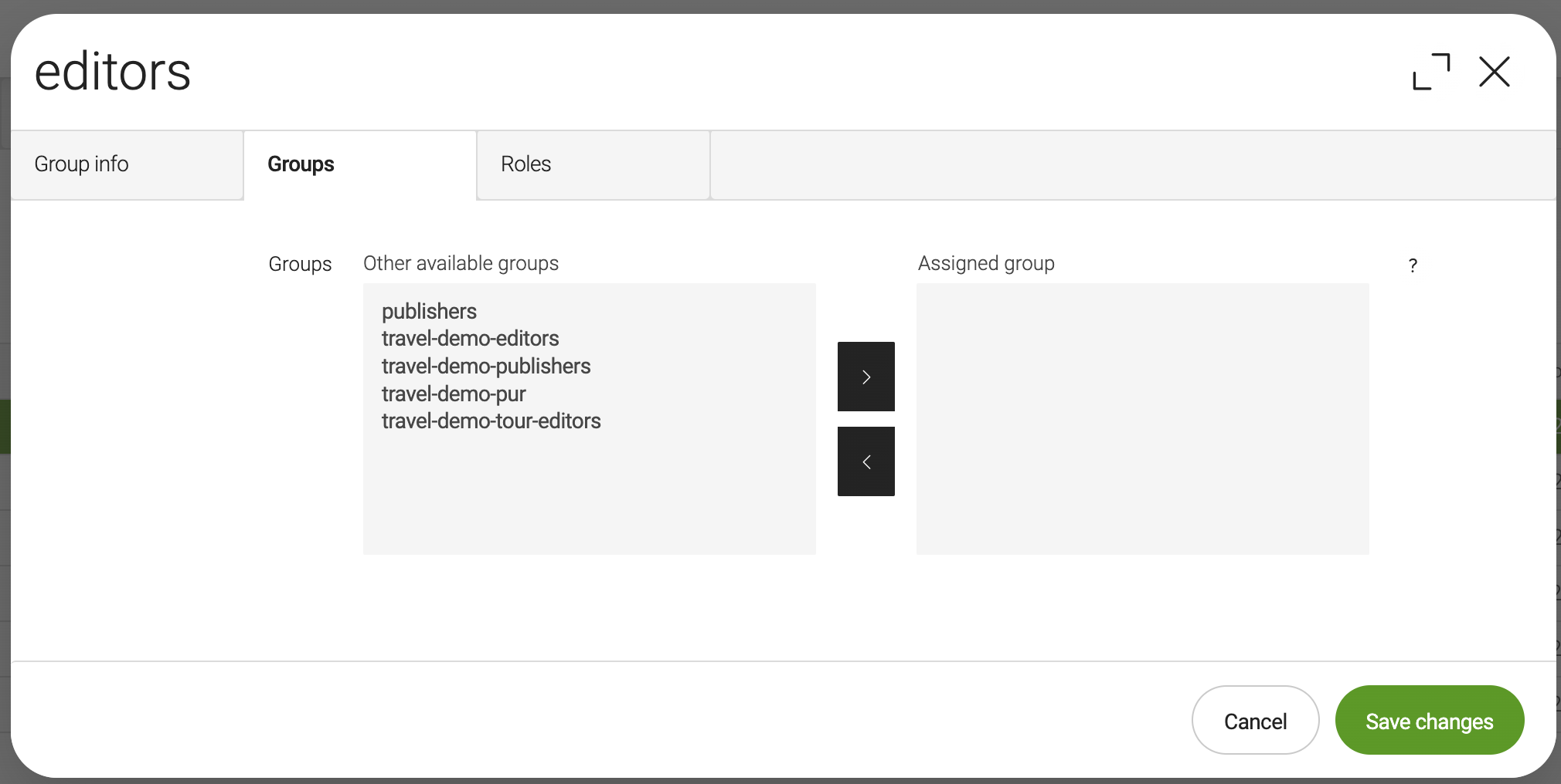 Assigning other groups to the current group