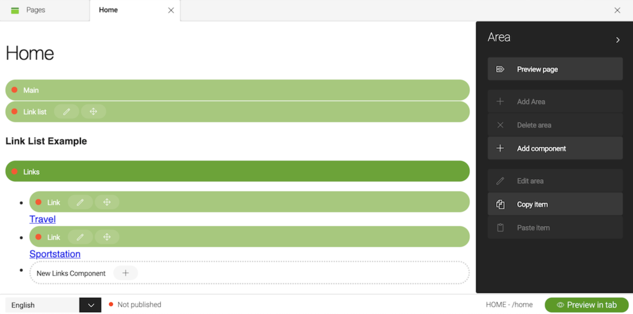 Link list component