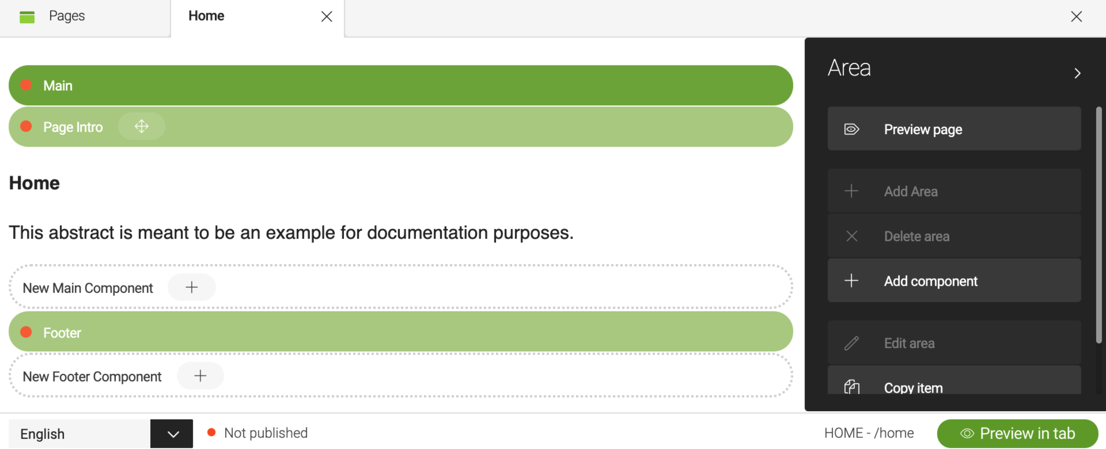 Page intro component