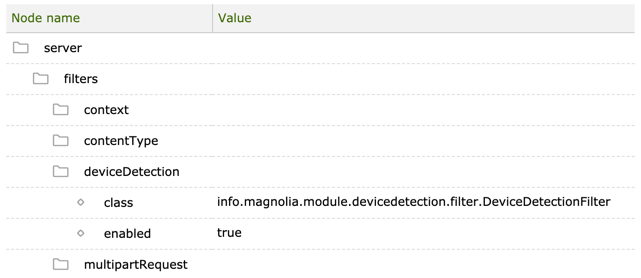 Device detection filter configuration