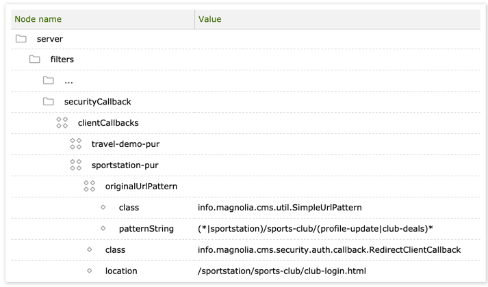 Adding a client callback to the security filter configuration