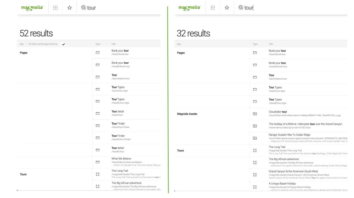 Different max results