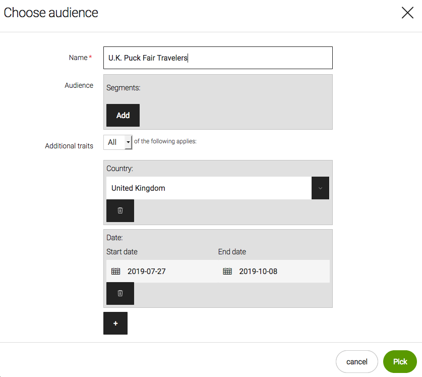 Choosing audience for the UK variant