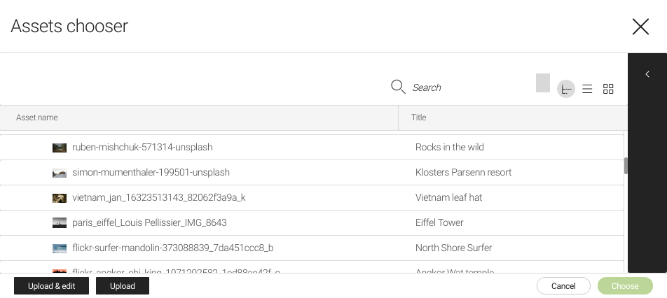 Assets chooser