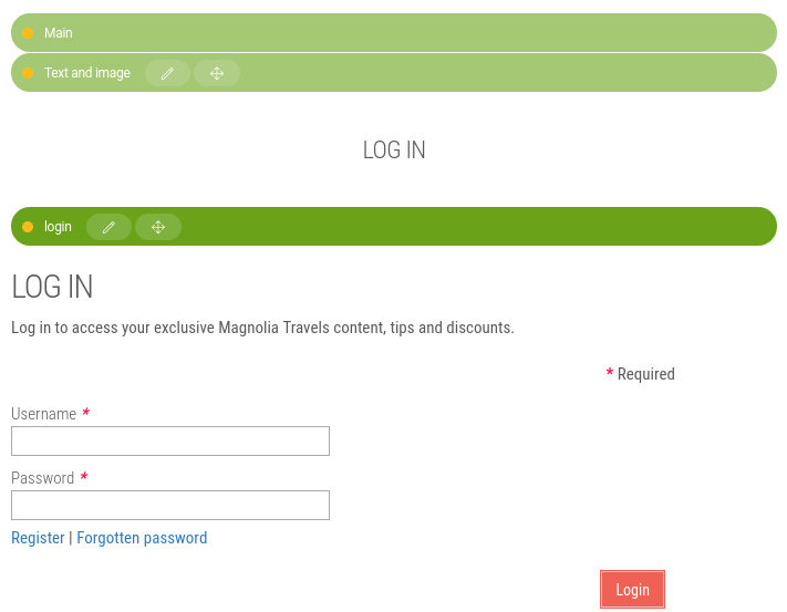 Log in form