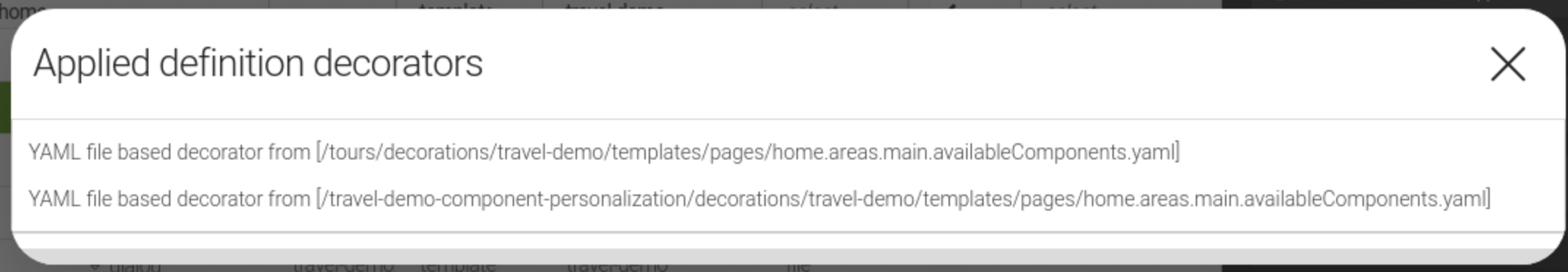 Home template decorations from the Travel Demo (DX Core version)