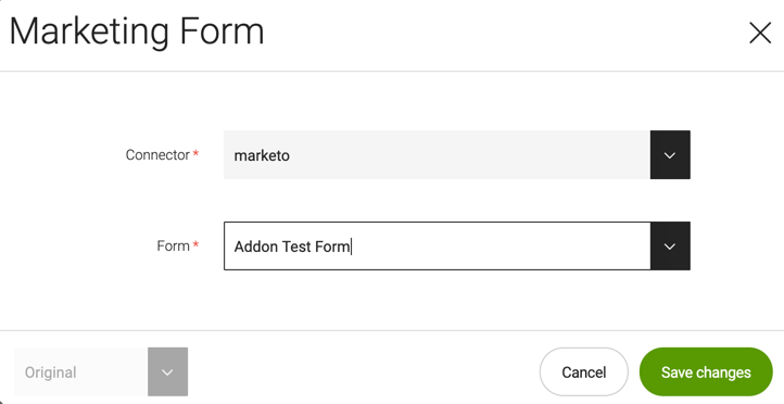 Marketing form dialog