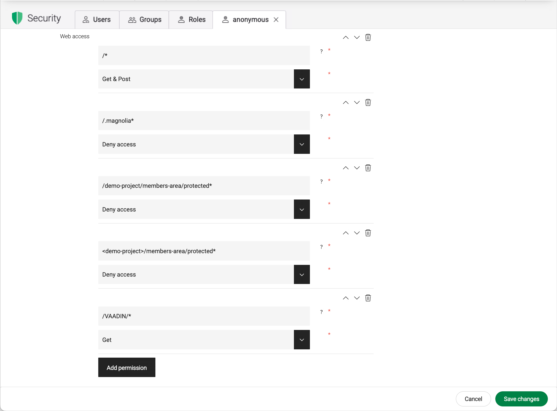 Denying the anonymous role access to AdminCentral on a public instance