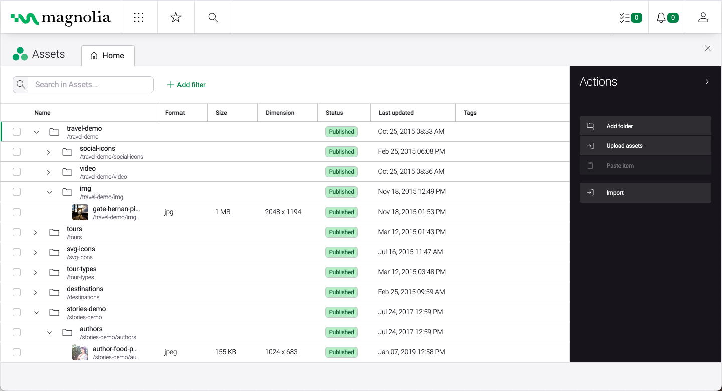 Assets app hierarchy