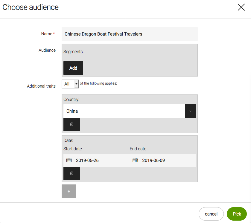 Audience choosing field