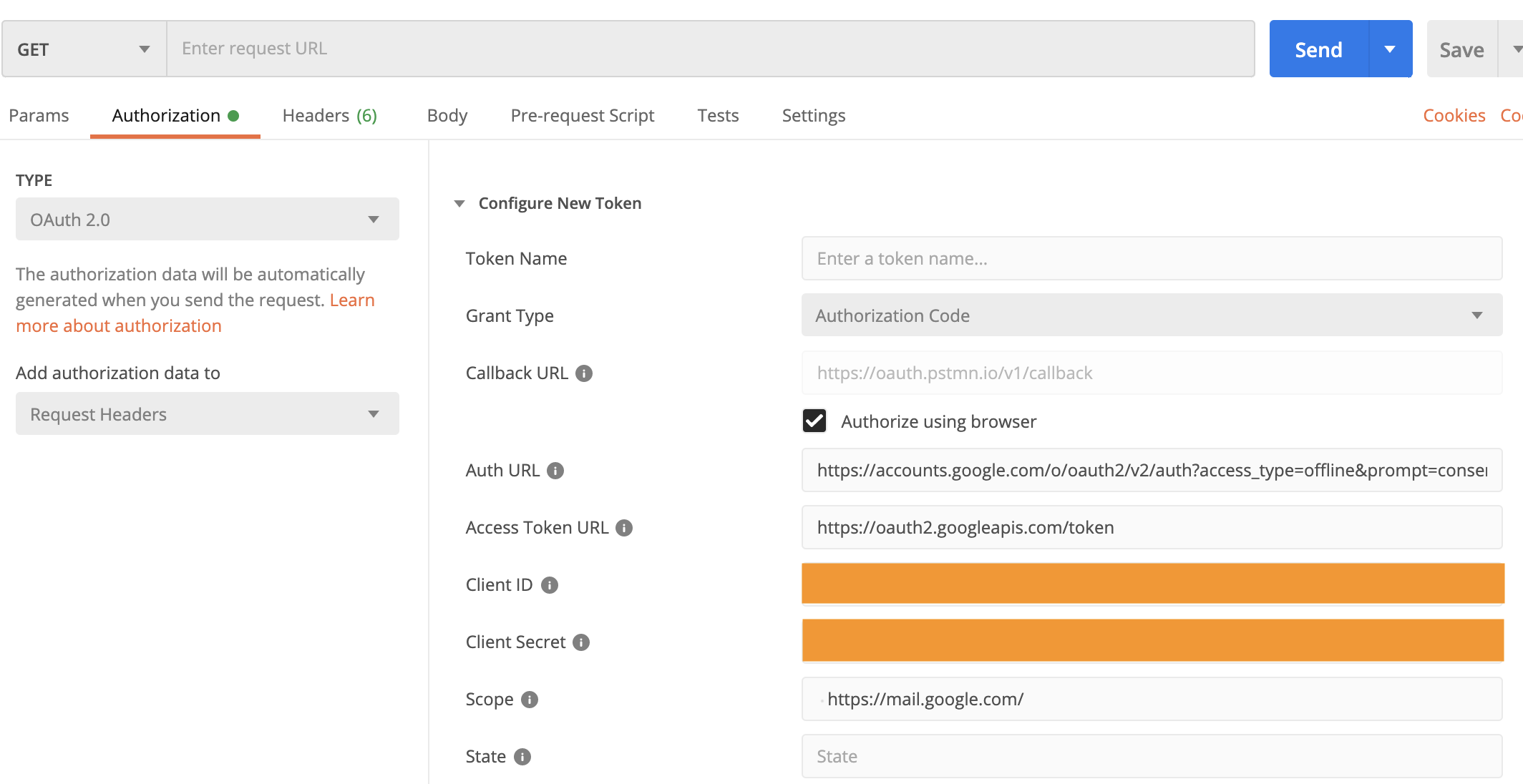 OAuth2 settings