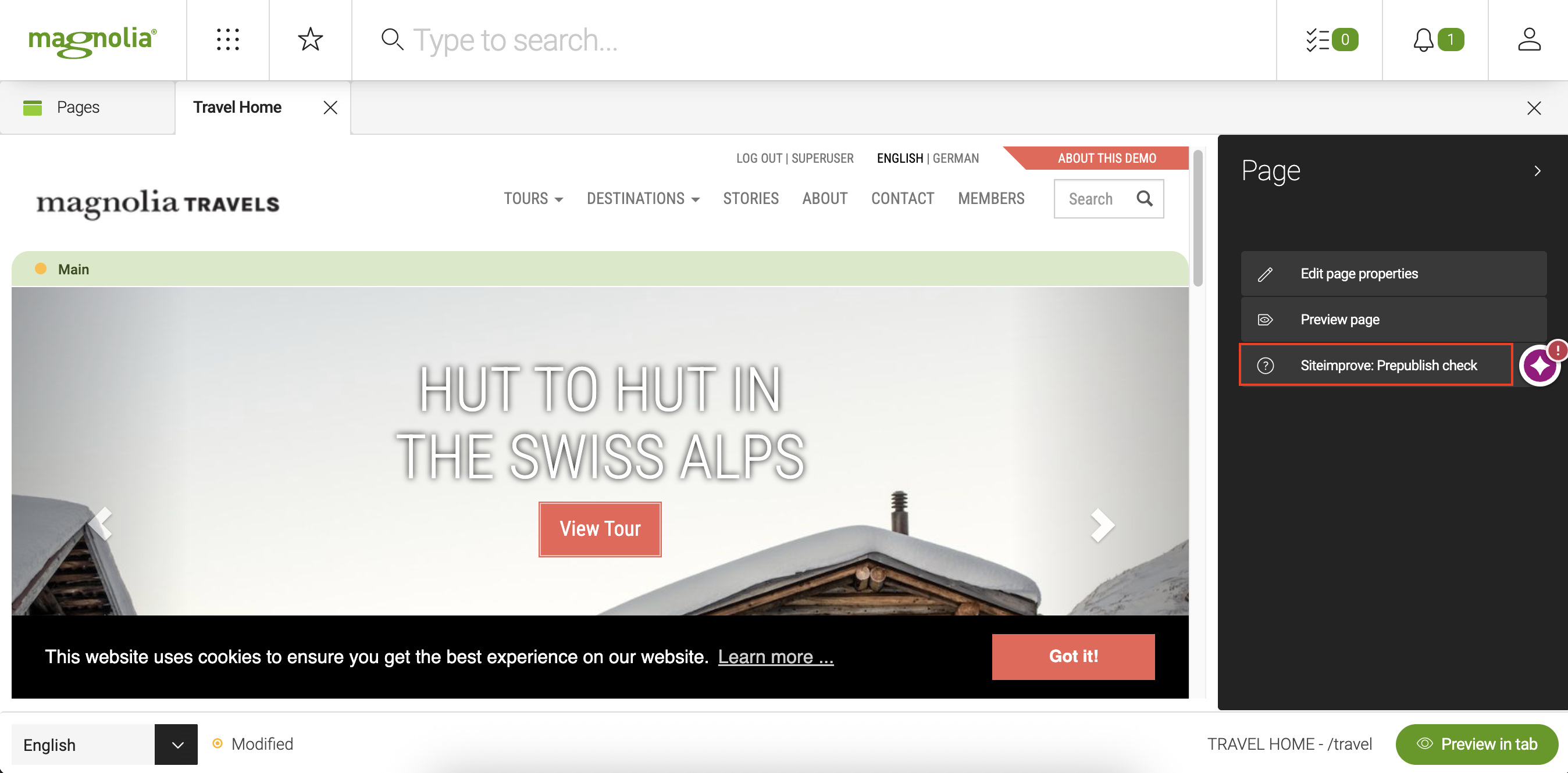 Siteimprove: Prepublish check action