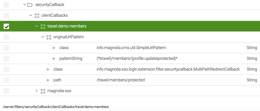 Example configuration for travel demo site