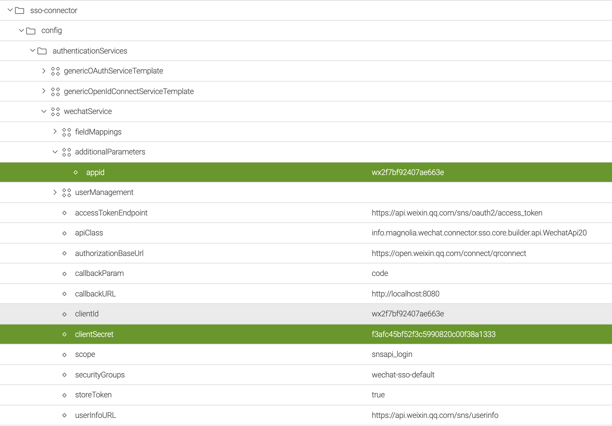 weChatService configuration